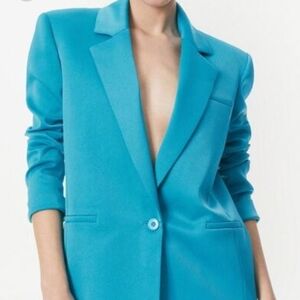 NWT Alice + Olivia Blue Blazer Sz 8 Color Ocean Floor